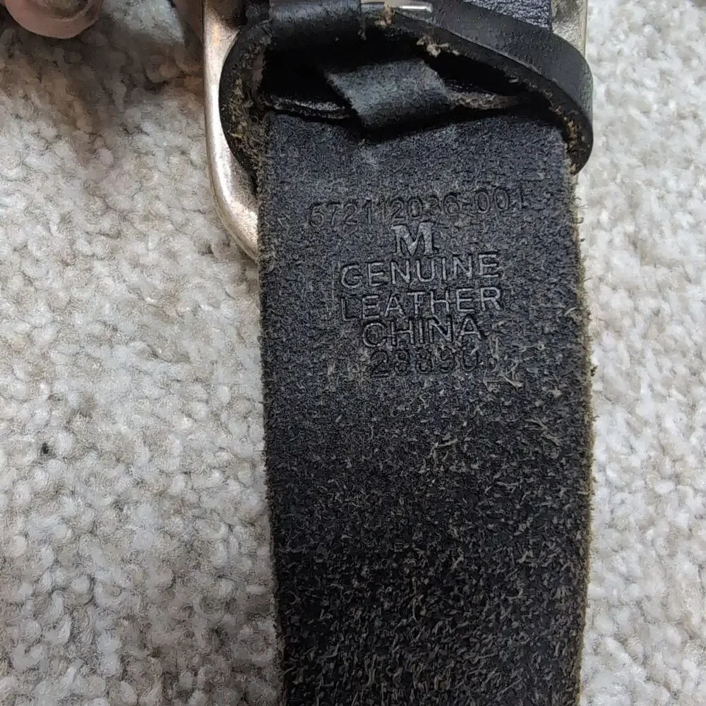 Cutout Leather Belt With Silver Buckle